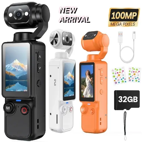 W&O 2.5K Ultra HD Portable Camcorder - Vlogging Camera for Camcorder Enthusiasts, 180° Rotatable Lens, Small Screen, Handheld Stabilizer, USB Charge, Built-in Batteries, Easy to Record Daily Life/Travel Clips, Mother's Day Gift