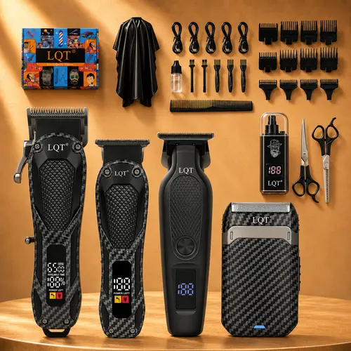 LQT 5-in-1 Cordless Grooming Kit for Men, Rechargeable Hair Clippers & Beard Trimmer, Stainless Steel Blades, LED Display, Barber Equipment Gift, Father's Day Gifts summervibes, Adjustable