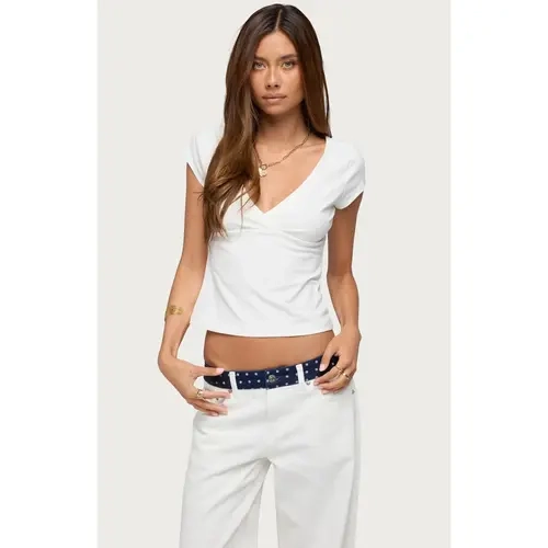 Edikted Women's Penelopy Overlap V Neck T-Shirt