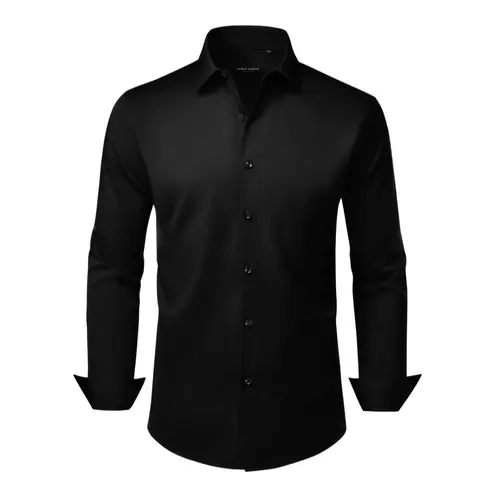 AMZPURE Men's Stretch Button-Down Long-Sleeve Dress Shirt - Sohochic Style, Ultra-Soft, Breathable, Lightweight, Colorful, Business & Casual Tops (Dark Blue, Black, White), Classical, Formal, Classical Men's Dress Shirts, Formal Men's Dress Shirts
