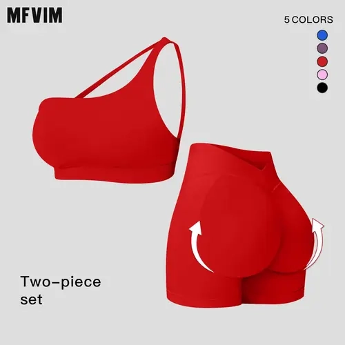 MFVIM Women’s Seamless Yoga Set – One-Shoulder Quick-Dry Compression Activewear for Outdoor Casual Running and Fitness,back to school,back to school haul