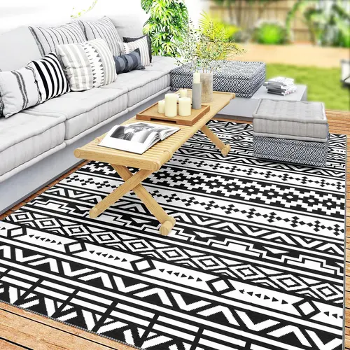 Outsunny Waterproof Reversible Plastic Straw Outdoor Patio Rug - Portable Large Mud Mat Runner for Backyard Decor, RV Camping, Patio Rugs