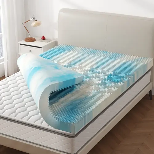 Sweetcrispy 4 In Memory Foam Mattress Topper - Cooling Gel-Infused Zoned Ergonomic Pad, Reversible Firm & Soft Top, Pain Relief for Hot Sleepers, Camping & Dorm-Friendly, Padded Mattress Pads, Toppers & Protectors