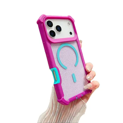 Magnetic Glitter 2-Layer Case for iPhone 18 Pro Max 17 16 15 14 13 Pro Max, compatible with MagSafe, Cute Sparkly Clear Case with Shockproof Bumper