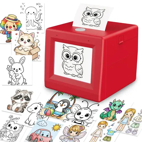 RONGTA AI Voice Mini Inkless Thermal Label Printer - Wireless Bluetooth Compact Label Machine with HD LCD Preview, Batteries Built-in, Children-Grade ABS Cool Gadget for Office & Kids Aged 3+ (Birthday, Festival Use)