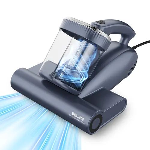 Belife M11 Corded Ultralight Mattress Vacuum Cleaner - 18Kpa Suction, 500W, 120V, UV Light, Hot Air, Dual Cyclone HEPA Washable Filters, High-Frequency Tapping, Easy Maintenance Bagless Deep Clean Dirt Removal Vac for Sofas, Pillows, Bagless Vacuums