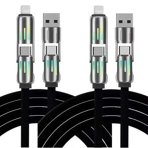 2 Pack 1M USB to Lightning & Type-C Multi Charging Cable - Universal Charger Cord for Smartphones, Mobile Devices (Typec, Lightning/Typec Compatibility)
