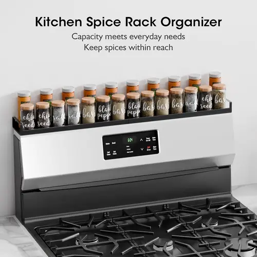 [SUPAFA] 1-Layer Expandable Stainless Steel Over Stove Shelf - 4 Adhesive Pads, Magnetic Adhesion, 20-30in Adjustable Organiser, Flat-Top Stoves Compatible, Heavy-Duty No-Installation Heat-Resistant Easy-to-Clean Space-Saver for Counter Organization