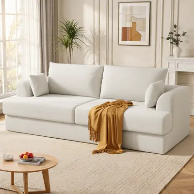 84-inch two-seater sofa, frameless modular sofa, suitable for living rooms, cloud-shaped design, deep seat, easy to assemble, suitable for small spaces, one piece.