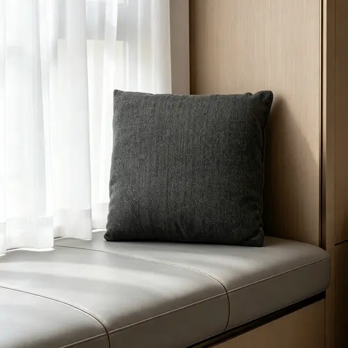 DIGWAC Dark Gray Textured Throw Pillow - Polyester Fiber Cushion, Linen-Style Weave, Luxe Tactile Fabric, Ergonomic Couch/Bed Accent, Neutral Perfection Reading Nook Decor, Fully Assembled, Free Gift With Purchase