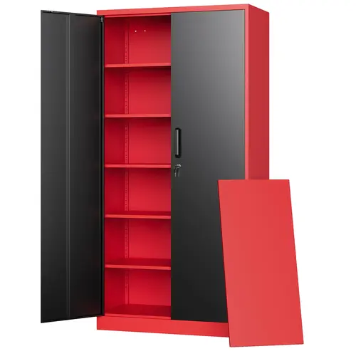 Letaya Heavy-Duty Metal Storage Cabinet - 71"H Lockable Shop Cabinet, 5 Adjustable Racks & Shelves, Durable Metal Frame, Corrosion-Resistant Paint, Scratch-Resist Coat, Anti-Tip Mount, Sturdy Base, Freestanding Indoor Unit for Garage, Office Organization