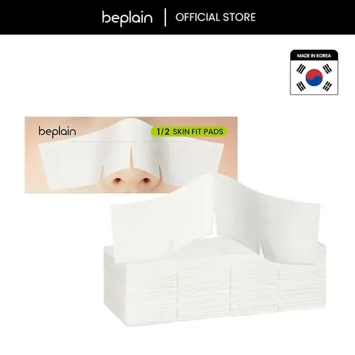 Beplain Large-Size Face Cotton Pads - Unscented Soft Cotton Pads, 3-Line Cuts Skincare Tool, Gentle Smooth Contour-Fit for Contour Prep & Pore Control, Ideal for Sensitive & Normal Skin, Plastic Single Item