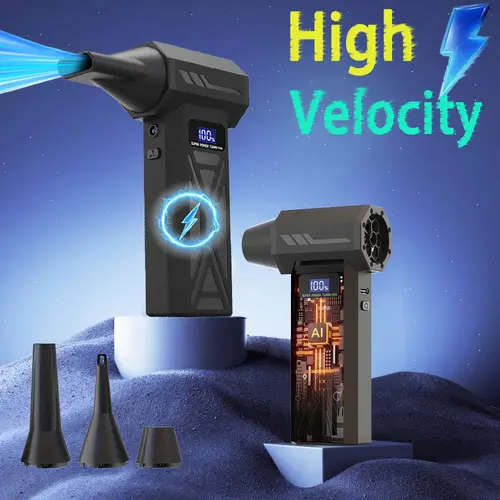 Nuokaiqi Wireless Jet Fan Power Tool Accessory - 4 Wind Speed Settings, Adjustable Speed, 5 Nozzle Attachments, High-Capacity Batteries, Compact Jet-Fan Power, Airflow Control for Computer, Car Cleaning