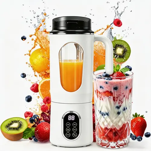 20oz All-in-1 Handheld Cordless Portable Blender - BPA-Free PCTG Jar, USB-C Fast Charging, 1-Touch Blend, IPX5 Water-Resist, Safety Sensors, Ice-Crush Control, Auto-Clean, Compact Kitchen Appliance, Milk Shake Maker for Gym, Travel