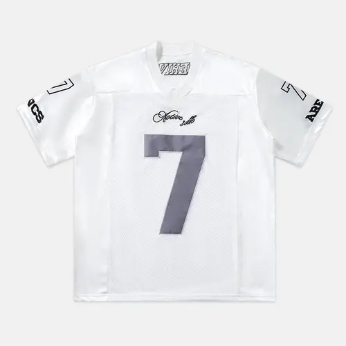 Inflation Men's Oversized Embroidered Mesh Short-Sleeve Football Tee - 95% Polyester 5% Spandex, Breathable T-Shirt, Relaxed Fit, Print Design, Embroidery Sportswear, Hip Hop Streetwear, Casual Outings Top, Size M