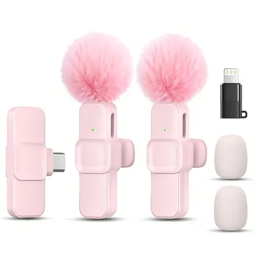 HITOZON Mini Wireless Lapel Microphone – Live Broadcast & Vlogging Equipment with Built-in Batteries, ABS, Cells, 1-Touch Recording, Noise Reduction, Plug-and-Play, Hands-Free Use, Lightning & USB-C Adapters for iPhone/iPad/Android