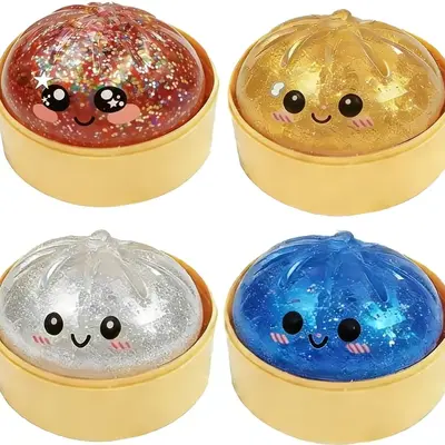 Dumpling Squishy Stress Relief Toy,TPR Material,Cute Steamer Box Packaging,Summervibes Gift for Kids & Anime Fans