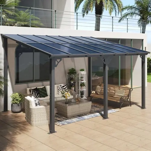 Aoxun Wall Mounted Gazebo, Heavy Duty Outdoor Pergola Awning, Large Waterproof Canopy for Patio Deck Backyard,summerwins