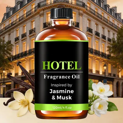 Hotel Essential Oil Inspired by Jasmine & Musk Fragrance Oil - 120 ml 4 fl oz - Luxurious Aromatherapy Oil for Diffusers, Car Diffuser Long-Lasting Scent