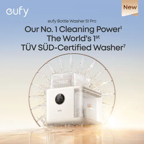 [LIVE] eufy S1 Pro Bottle Washer, Built-in Water Softener, All-in-One 3D HydroBlast Washer, 212°F Steam Sterilizer & Thoroughly Fast Dryer, Largest 10-Bottle Capacity, Smart App Control, Hands-Free