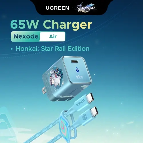 UGREEN Nexode Air Honkai: Star Rail Edition Compact GaN Wall Charger - Phone Charger with Cable, Ultra-Fast Adapter for iPhone 17/16, Compatible with MacBook, Galaxy S26/S25, iPad (Cyan) |tiktokshopfalldealsforyou