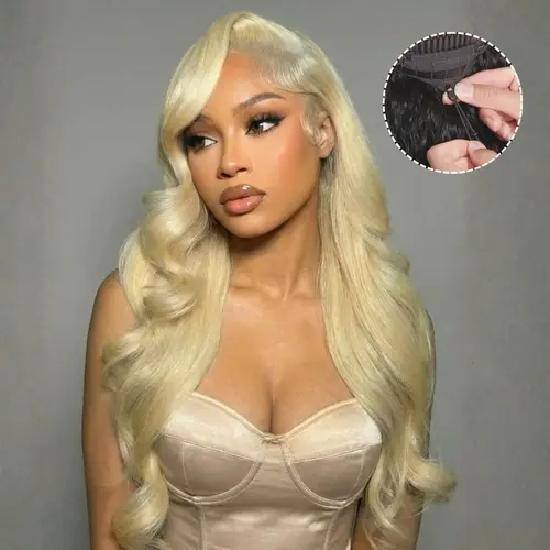 UNice Women's 613 Blonde Human Hair Wig, 13x4 HD Lace Frontal Glueless Body Wave, 16-24 Inch Drawstring Cap, Natural Look, Beginner-Friendly