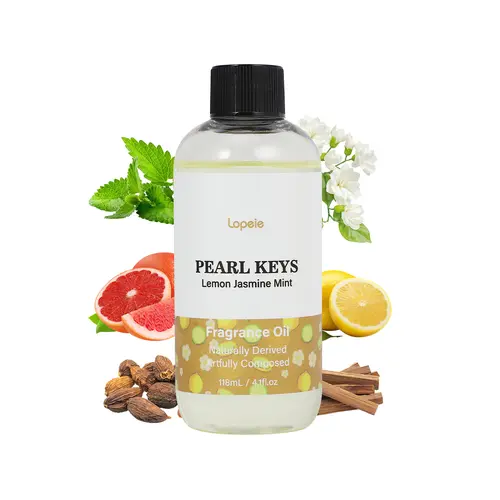 Lopeie Pearl-Key Scented Hotel Diffuser Oil Refill Bottle - Ritz-Carlton Inspired 118ml Premium Essential Oil, Lemon-Jasmine-Mint Blend, Long-Lasting Aroma Freshener for Ultrasonic & Waterless Diffusers (Ideal for Birthday, Anniversary, Daily Casual Use)