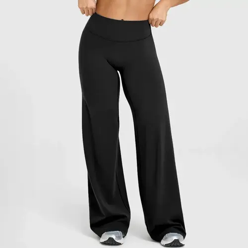 无品牌 Women's Wide-Leg Pants High-Waist Straight Loose Fit - Breathable 4-Way Stretch, Moisture-Wicking, Non-See-Through, Pockets, Casual Sporty Workleisure for Spring-Summer, Women