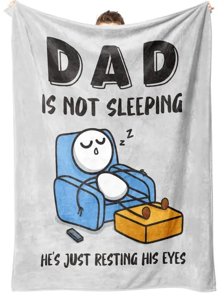 【Father's Day】Funny Birthday Gift for Dad Husband, Dad Is Not Sleeping Flannel Blanket, Fathers Day Dads Gifts From Daughter Son, Super Soft Throws Blanket for Couch and Napping