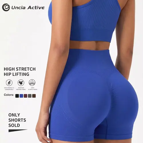 #1002 UnciaActive Women's Black High-Waisted Compression Knitting Biking Shorts - Tight Fit, Stretch Fabric, Elastic Closure, Short Length Sports Gear for Gym, Biking, Sport-to-Casual Athleisure