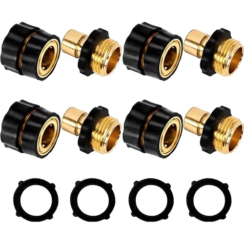 Aluminum Leakproof Garden Water Quick Connector Set - 3/4 inch Standard Fit, Male-Female Quick Release Fittings, 4 Rubber Washers, 60 psi, Lightweight, Easy Connection, Better Control & Ease of Use, Garden Sprinklers Home Improvement Supplies