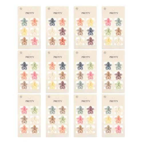 Colorful Floral Hair Accessories - Mini Flower Hair Claw Clips