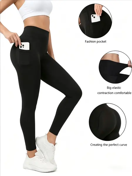 Women's High Waisted Leggings - No See-Through, Tummy Control, Pockets Design, All Seasons Female Sports Bottoms for Yoga, Cycling Workouts summerwins,summerwins