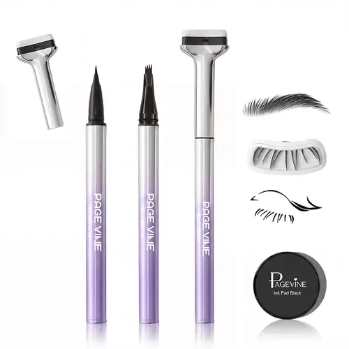 Lower Lash Stamp Makeup Kit 4 in 1 with Eyeliner Pen Brow Pencil and Lash Tool, Quick Dry Smudge Proof Waterproof Ink, Easy Symmetrical Under Lash Stamping for Natural Soft Glam Makeup Looks.#sohochic