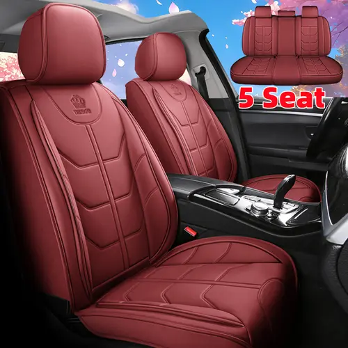 5-Seat All-Seat Wrap PU Leather Car Interior Accessories, Waterproof Wear-Resistant Scratch-Resistant All-Season Automotive Interior Protectors