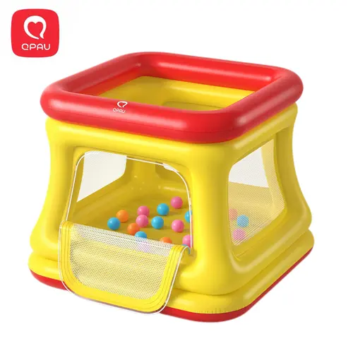 QPAU 3-in-1 Inflatable Play Center with 32 Ball Pit Balls & Pump, Toddler Bouncer, Ball Pit & Playpen for Ages 1-3, Mesh Enclosure, Indoor & Outdoor Play, Halloween Gifts