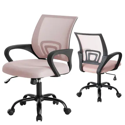 Ergonomic Office Chair, Mid-Back with Lumbar Support, Rocking and 360° Swivel for Home, Gaming, or Office