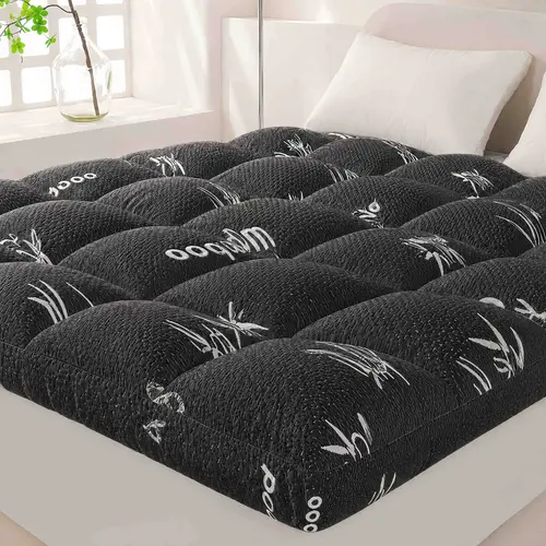 Bamboo Viscose Mattress Topper - 2-in Thick Luxury Pillow Top Cushion, 7D Fiber Breathable Cooling Pad Cover, Back Pain & Hip Pressure Relief, Moisture-Wicking Protector, 8-21 in Deep Pocket, Machine Washable for Hot Sleepers (California King)