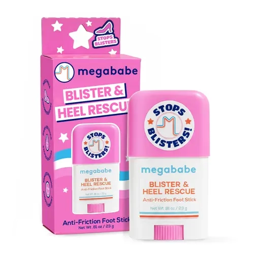 Megababe Anti-Friction Foot Stick - Invisible Blister Relief Foot Treatments & Remedies with Cetyl Esters, Chamomila Recutita (Matricaria) Flower Extract for Pain-Free Walking, 0.81oz