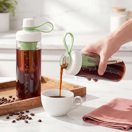 SUSTEAS BPA-Free Reusable Portable Cold Brew Tumbler Cup - Washable Water Bottle with Digital Scale, Dual-Function Lab Filter Net, 160 Micron Smooth Sip, Silky No-Grit Sip, Ideal for Adults’ Commute, Camping