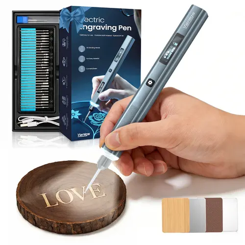 Cordless Rechargeable Engraving Pen Tools and Gadgets, 5-Speed Etching & Carving Tool Kit with 30 Bits, 16 Stencil Sheets, USB Charging Cable & Manual, Portable Electric Engraver for DIY Crafting
