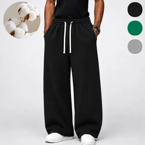 Guys Casual Cotton Poly Track Pants Relaxed Fit Baggy Sweatpants Y2K Drawcord Bottoms Everyday Activewear Male Fashion Apparel Clothing cozy soft cool clean chic  sporty casual premium classic stylish durable trendy relaxed comfy modern fly