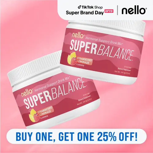 Nello Superbalance Hormonal Support Drink Mix, 30 Serving Tub 2-Pack (Same Flavor), SRI-81 Shatavari, Myo-Inositol, Rhodiola Rosea, Vitamin C, Magnesium, Theobromine, Vitamin B6/C