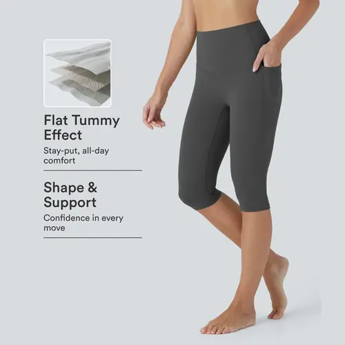 Halara UltraSculpt High Waisted Tummy Control Pedal Pusher Yoga Leggings with Pockets