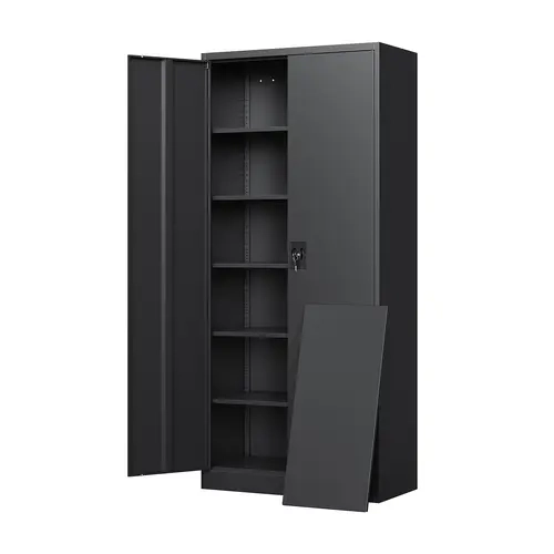 Letaya 71" Tall Metal Storage Cabinet with 5 Adjustable Shelves, Heavy Duty Lockable Steel Storage Cabinet - Commercial Style Multi-Position Steel Unit with for Home Office Organizer, Commercial Style Cupboards, Multi-Position Cupboards