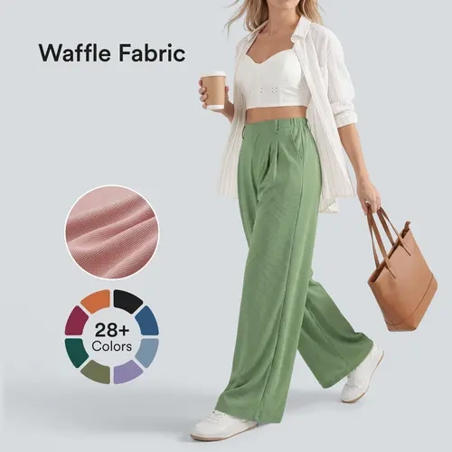 【Creator’s Pick】Halara Flex High Waisted Pocket Wide Leg Waffle Work Pants