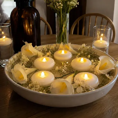 ORADO 12-Pack Bulk ABS Plastic Flameless LED Tea Candles (2.36in) - Waterproof, Water-Activated, Floating, Non-Rechargeable Battery-Powered Mood Lighting, Pool-Safe Holiday Event Centerpieces (Batteries Included, Bulk Pack)
