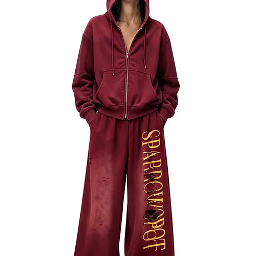 FDR Unisex Retro Chic Tie-Front Distressed Wide Leg Comfy Pants - Women's Fashion Cotton-Blend, Draped, Vintage Washed, Gradient Spray, Gothic Streetwear, Unisex Oversized Relaxed Fit, Everyday Casual Bottoms, #TikTokShopBackToSchool