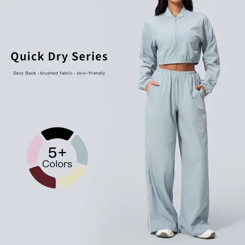TENWOLF Women's 2-Piece Yoga Set - Long Sleeve UV-Sun Protective Crop Top & Quick-Dry Pants, Breathable Lightweight Athletic Outfit for Summer Hiking, Quick Drying Outfits for Outdoor Fitness, 2 Piece Sets