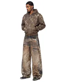 FDR Unisex Animal Print Baggy Jeans Tall Girl Friendly Vintage Washed Wide Leg Barrel Pants, Leopard Pattern Loose Fit Denim Trousers, Casual Retro Style Bottoms for Everyday Wear, Streetwear & Easy Outfits #Summervibes summerwins